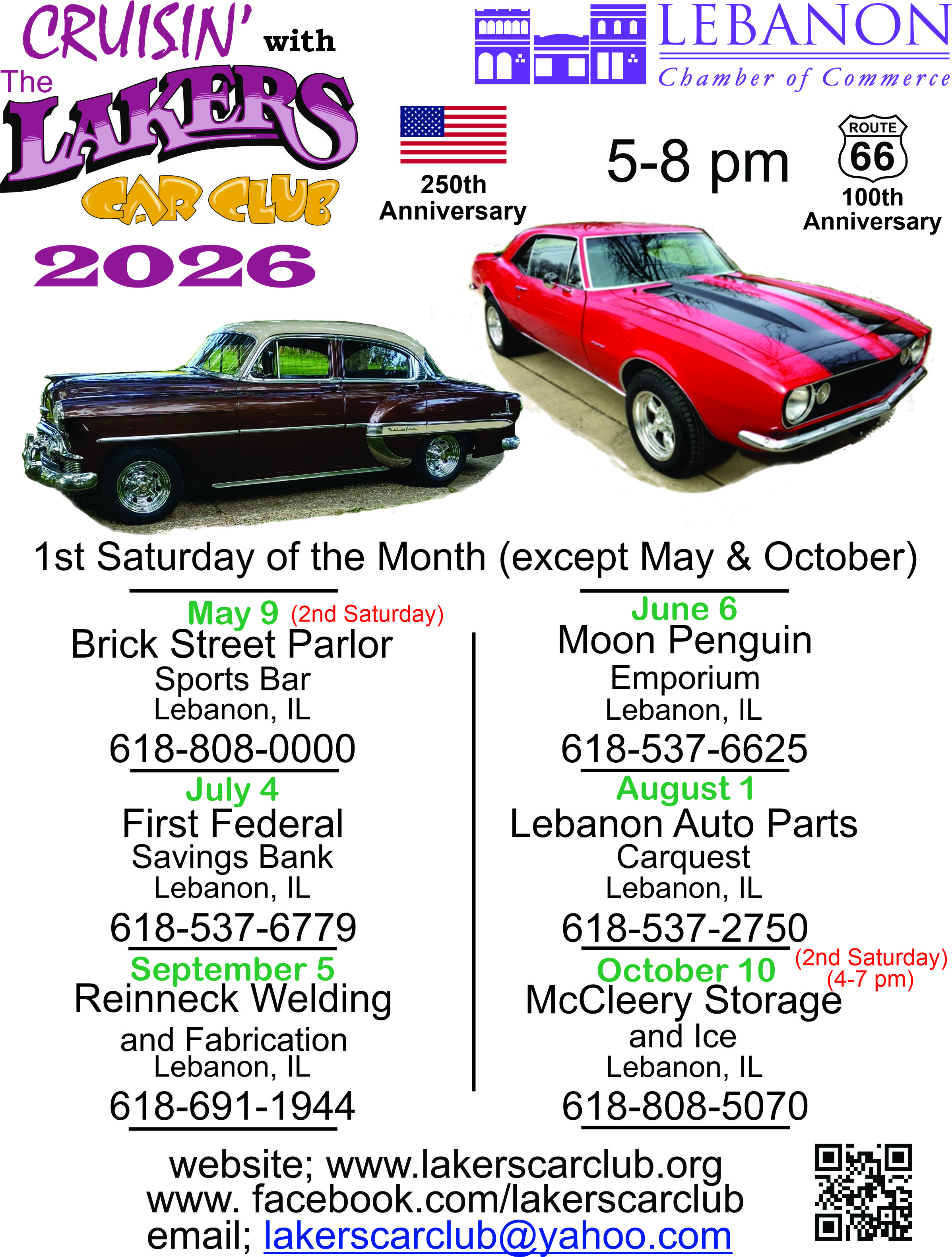 Lakers Car Club Cruise Nights 2026 Lebanon